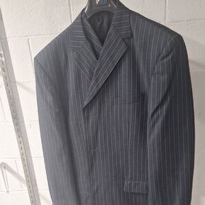 Elegant Navy Pinstripe Men's Suit